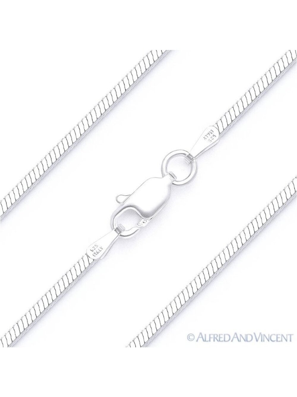 1.4mm 4-Sided Snake Link Italian Chain Necklace in .925 Sterling Silver - 20"